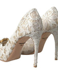 Dolce & Gabbana White Taormina Lace Crystal Heels Pumps Shoes