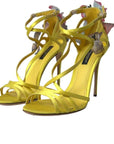Dolce & Gabbana Yellow Butterfly Applique Sandals Shoes