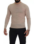 Dolce & Gabbana Beige Virgin Wool Crew Neck Pullover Sweater