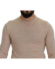 Dolce & Gabbana Beige Virgin Wool Crew Neck Pullover Sweater