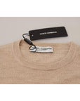 Dolce & Gabbana Beige Virgin Wool Crew Neck Pullover Sweater