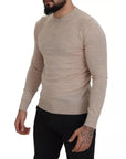 Dolce & Gabbana Beige Virgin Wool Crew Neck Pullover Sweater