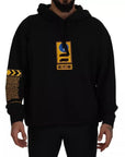 Dolce & Gabbana Black Cotton Logo Hooded Sweatshirt Sweater