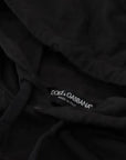 Dolce & Gabbana Black Cotton Logo Hooded Sweatshirt Sweater