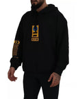 Dolce & Gabbana Black Cotton Logo Hooded Sweatshirt Sweater