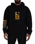 Dolce & Gabbana Black Cotton Logo Hooded Sweatshirt Sweater