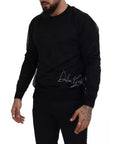 Dolce & Gabbana Black Polyester Crewneck Men Pullover Sweater