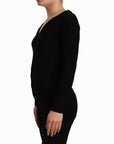 Dolce & Gabbana Black Wool Knit Button Down Cardigan Sweater