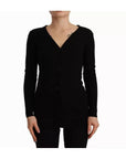 Dolce & Gabbana Black Wool Knit Button Down Cardigan Sweater
