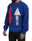Dolce & Gabbana Blue DGWAY Cotton Crewneck Pullover Sweater