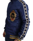 Dolce & Gabbana Blue Heraldic Patch Striped King Bee Sweater