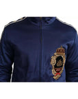 Dolce & Gabbana Blue Heraldic Patch Striped King Bee Sweater