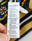 Dolce & Gabbana Blue Heraldic Patch Striped King Bee Sweater