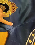 Dolce & Gabbana Blue Heraldic Patch Striped King Bee Sweater