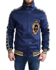 Dolce & Gabbana Blue Heraldic Patch Striped King Bee Sweater