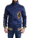 Dolce & Gabbana Blue Heraldic Patch Striped King Bee Sweater