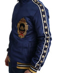 Dolce & Gabbana Blue Heraldic Patch Striped King Bee Sweater