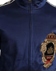 Dolce & Gabbana Blue Heraldic Patch Striped King Bee Sweater