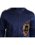 Dolce & Gabbana Blue Heraldic Patch Striped King Bee Sweater