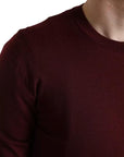 Dolce & Gabbana Bordeaux Wool Knit Crew Neck Pullover Sweater