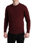 Dolce & Gabbana Bordeaux Wool Knit Crew Neck Pullover Sweater