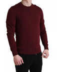 Dolce & Gabbana Bordeaux Wool Knit Crew Neck Pullover Sweater