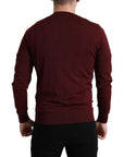 Dolce & Gabbana Bordeaux Wool Knit Crew Neck Pullover Sweater