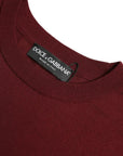 Dolce & Gabbana Bordeaux Wool Knit Crew Neck Pullover Sweater