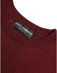 Dolce & Gabbana Bordeaux Wool Knit Crew Neck Pullover Sweater