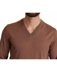 Dolce & Gabbana Brown Silk Cashmere Pullover Sweater