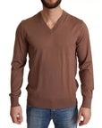 Dolce & Gabbana Brown Silk Cashmere Pullover Sweater