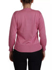 Dolce & Gabbana Pink 100% Silk Button Down Cardigan Sweater