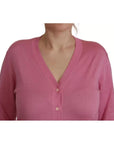 Dolce & Gabbana Pink 100% Silk Button Down Cardigan Sweater