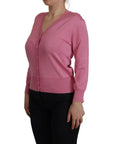 Dolce & Gabbana Pink 100% Silk Button Down Cardigan Sweater