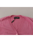 Dolce & Gabbana Pink 100% Silk Button Down Cardigan Sweater