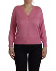 Dolce & Gabbana Pink 100% Silk Button Down Cardigan Sweater