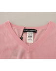 Dolce & Gabbana Pink V-neck Women Pullover Cashmere Sweater