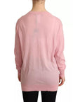 Dolce & Gabbana Pink V-neck Women Pullover Cashmere Sweater