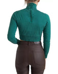 Dolce & Gabbana Dark Green Turtleneck Cropped Pullover Sweater