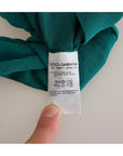 Dolce & Gabbana Dark Green Turtleneck Cropped Pullover Sweater