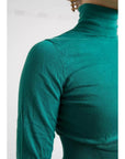 Dolce & Gabbana Dark Green Turtleneck Cropped Pullover Sweater