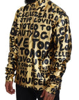 Dolce & Gabbana Gold Logo Print Turtleneck Pullover Sweater
