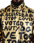 Dolce & Gabbana Gold Logo Print Turtleneck Pullover Sweater