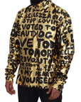 Dolce & Gabbana Gold Logo Print Turtleneck Pullover Sweater