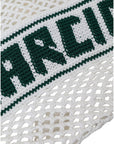 Dolce & Gabbana White Green Knitted Cotton Logo Shopping Tote Bag