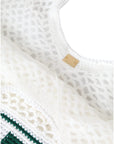 Dolce & Gabbana White Green Knitted Cotton Logo Shopping Tote Bag