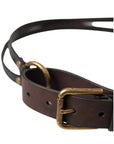 Dolce & Gabbana Dark Brown Leather Gold Metal Buckle Women Belt