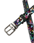 Dolce & Gabbana Black Sequined Silver Metal Buckle Women Belt