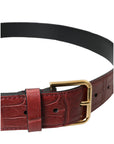 Dolce & Gabbana Brown Alligator Leather Studded Metal Buckle Belt