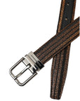 Dolce & Gabbana Gold Jacquard Stripes Silver Metal Buckle Belt